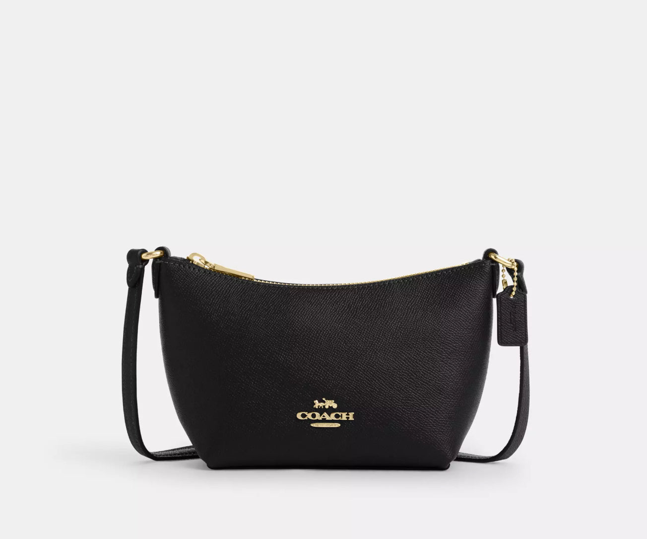 Coach Zip Top Crossbody Leather Bag In Gold/Black
