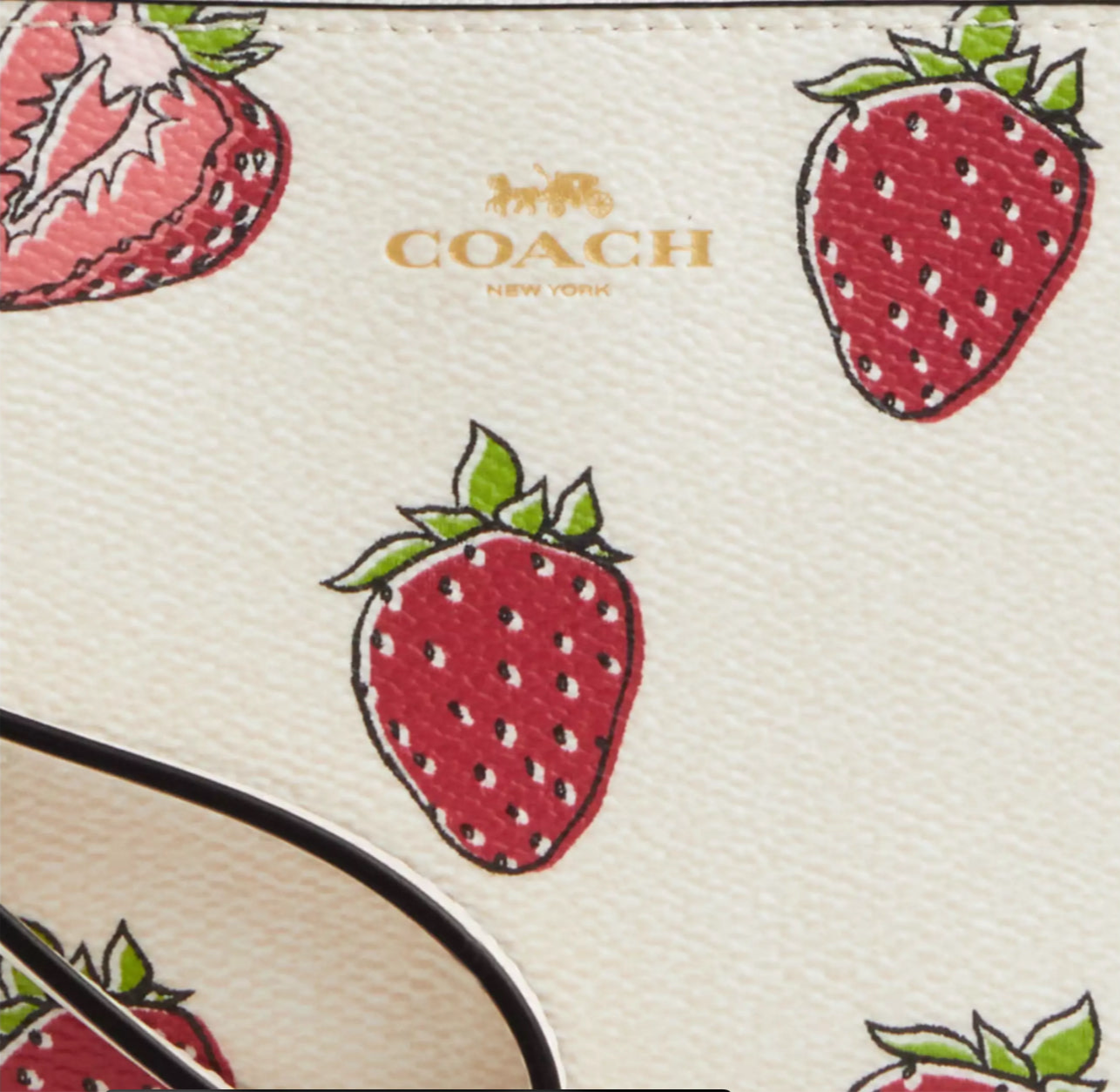 Coach Corner Zip Wristlet With Strawberry Print