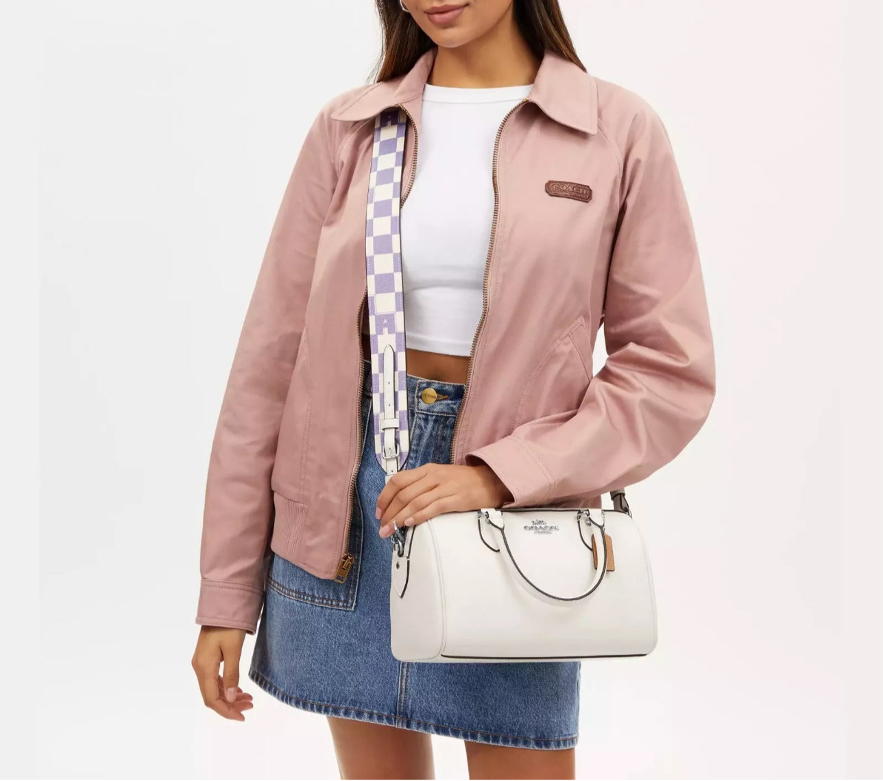 Coach Leather Medium Rowan Satchel/Crossbody Bag In Chalk/Multi