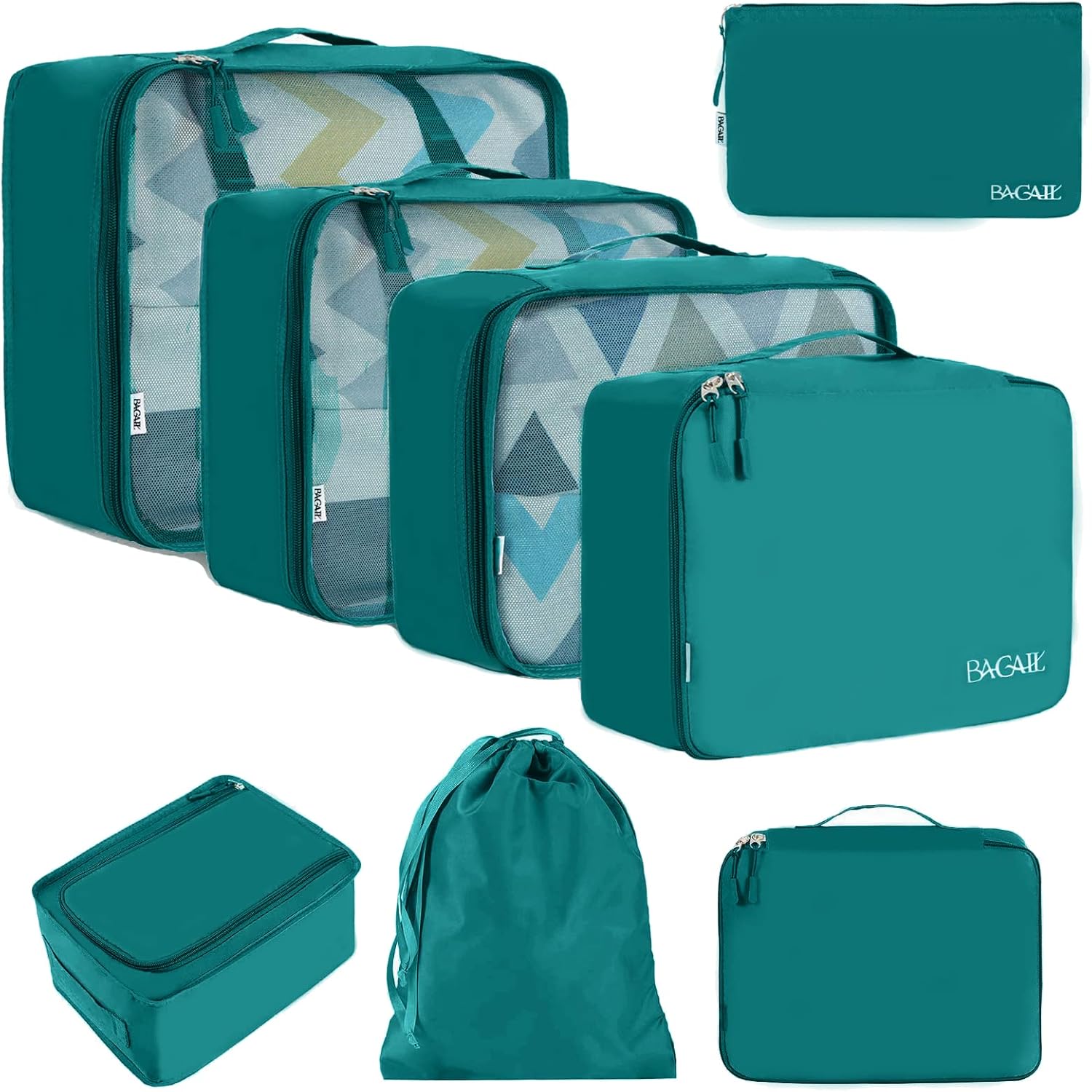 BAGAIL 8 Set Packing Cubes Luggage Organizer Bags for Travel Accessories-Cream
