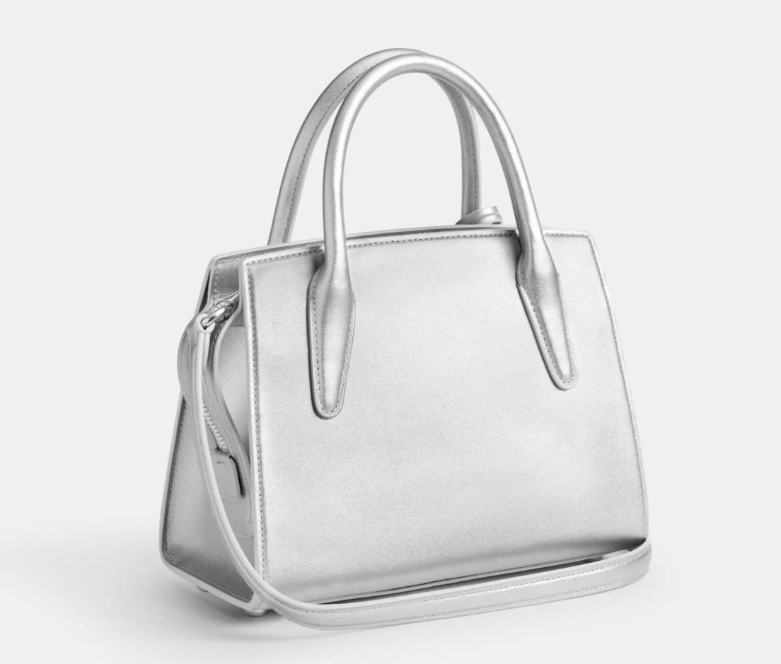 Coach Medium Andrea Carryall Leather Handbag Crossbody In Silver