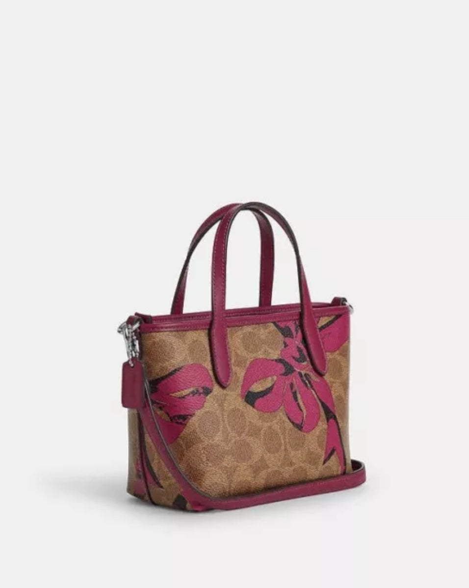 Coach City Mini Tote With Pink Bow Print