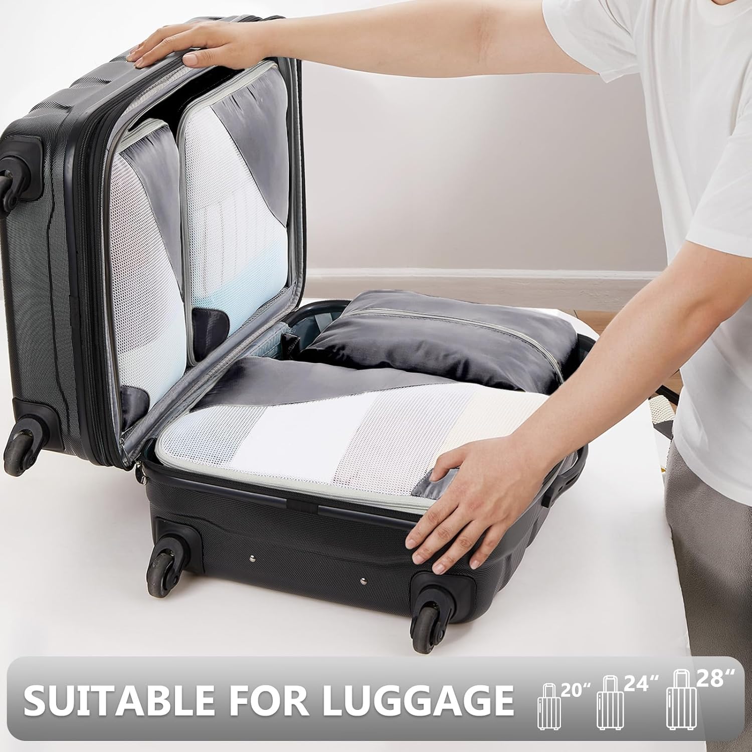10 Set/8 Set Packing Cubes for Travel, Gifts for Women Mom,Anti-Tearing Suitcase Organizer for Luggage with Shoe & Hanging Toiletry Bag,OlarHike Vacation Essentials & Accessories for Cruise Ship,Cream