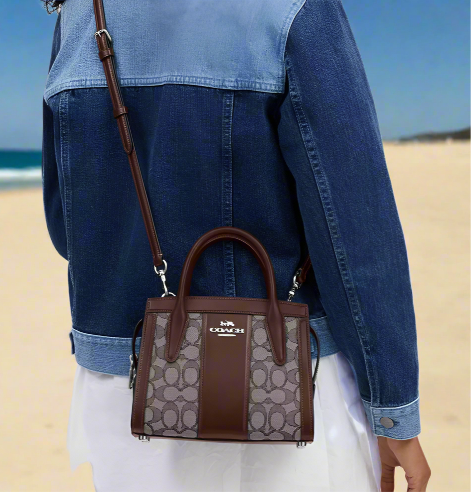 Coach Andrea Carryall Bag In Signature Jacquard & Leather
