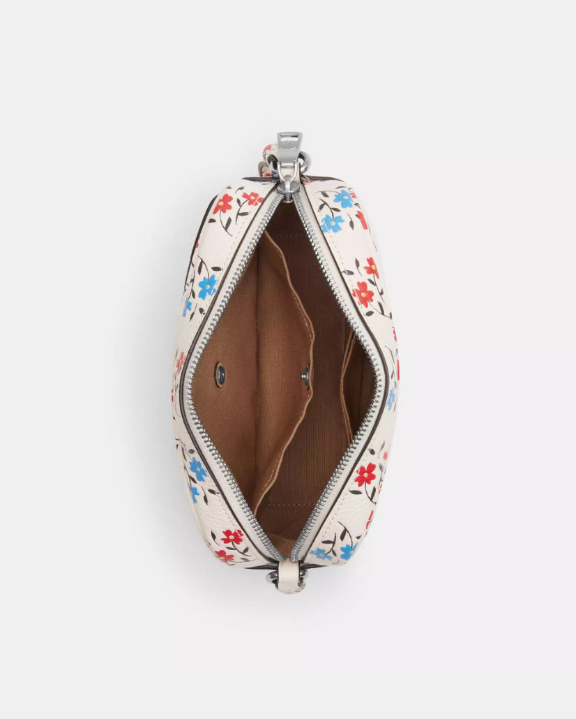 Coach Mini Jamie Camera Crossbody Leather Bag Floral Print In Chalk Multi