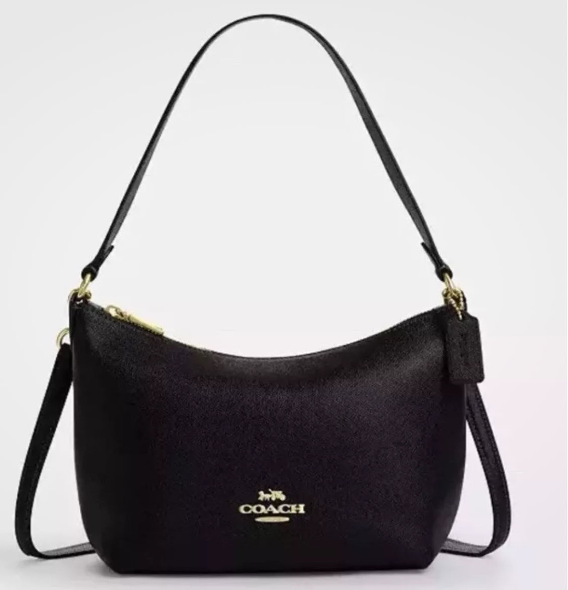 Coach Zip Top Shoulder Bag In Crossgrain Leather Gold/Black