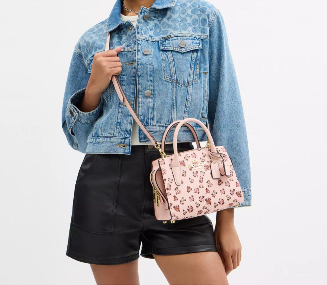 Coach Andrea Carryall Bag With Rose Print In Blush