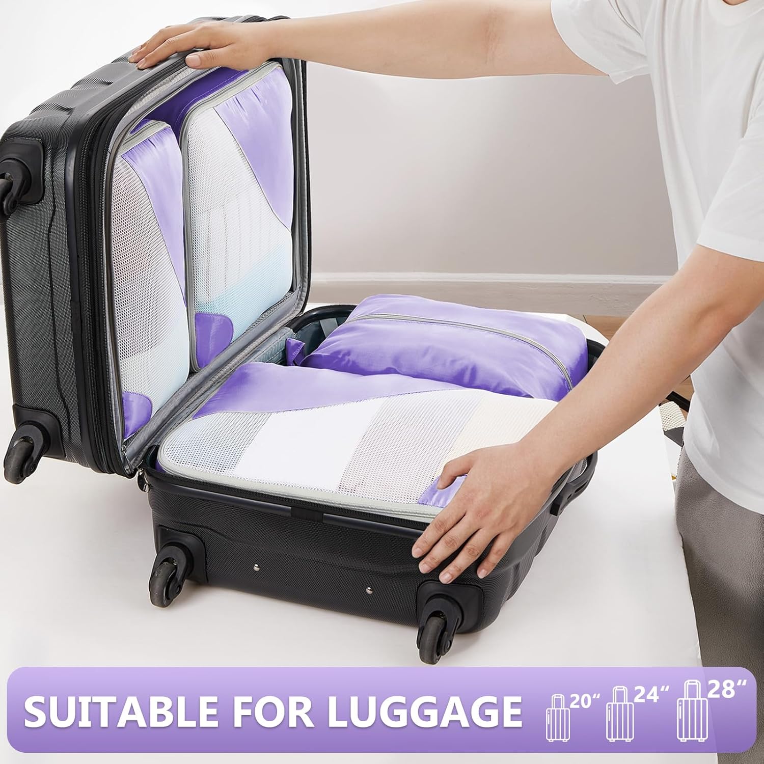 10 Set/8 Set Packing Cubes for Travel, Gifts for Women Mom,Anti-Tearing Suitcase Organizer for Luggage with Shoe & Hanging Toiletry Bag,OlarHike Vacation Essentials & Accessories for Cruise Ship,Cream