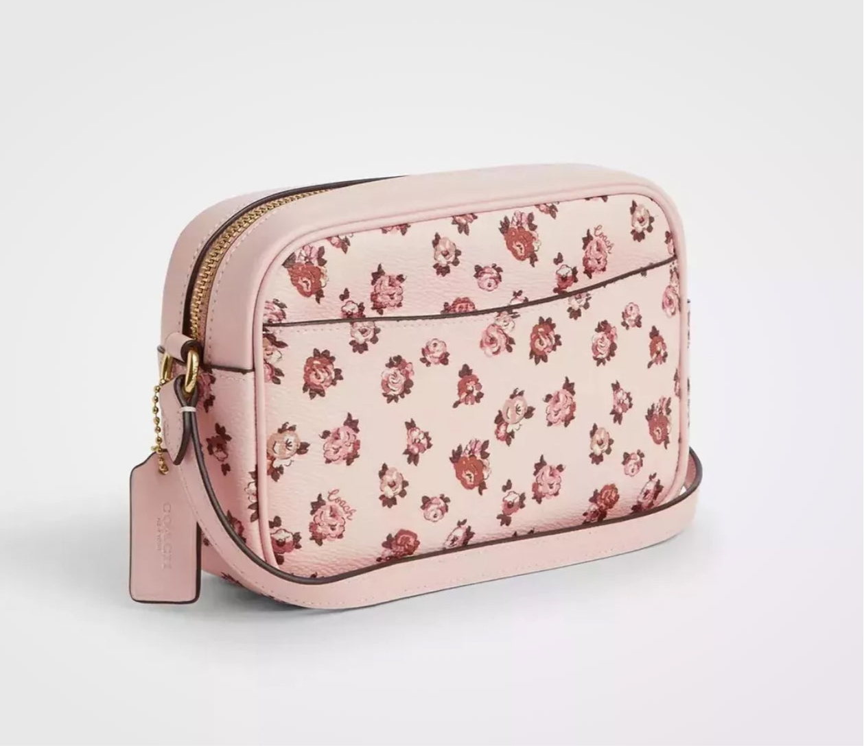 Coach Mini Jamie Camera Bag With Rose Print In Gold/Blush Multi