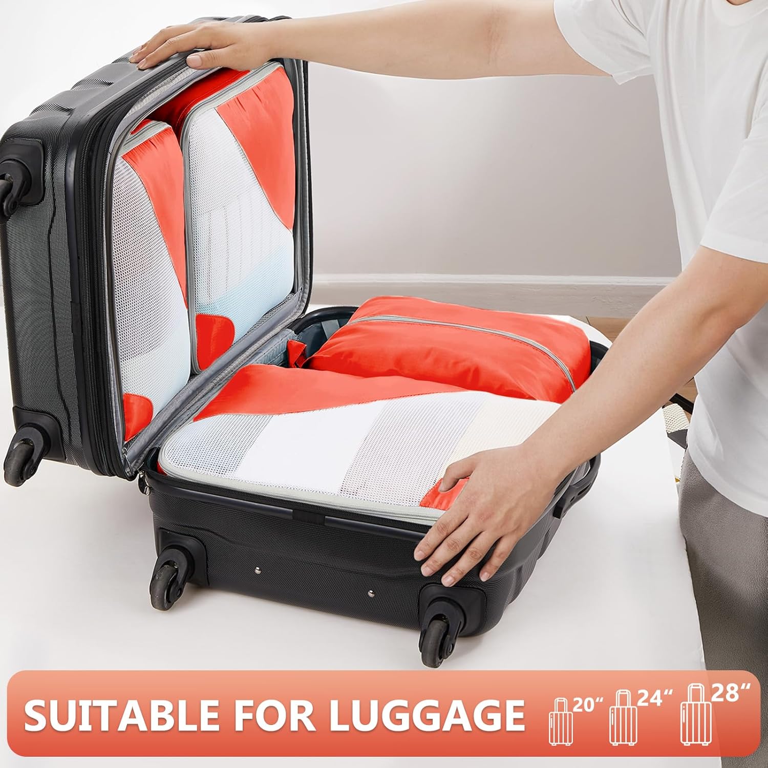 10 Set/8 Set Packing Cubes for Travel, Gifts for Women Mom,Anti-Tearing Suitcase Organizer for Luggage with Shoe & Hanging Toiletry Bag,OlarHike Vacation Essentials & Accessories for Cruise Ship,Cream