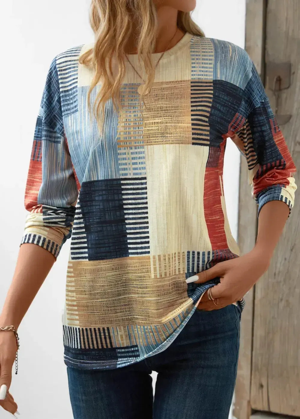 Black Friday Raw White Patchwork Geometric Print T Shirt