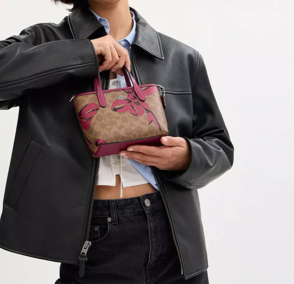 Coach City Mini Tote With Pink Bow Print