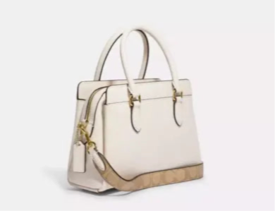 Coach Mini Darcie Carryall In Gold/Chalk With Signature Canvas Strap