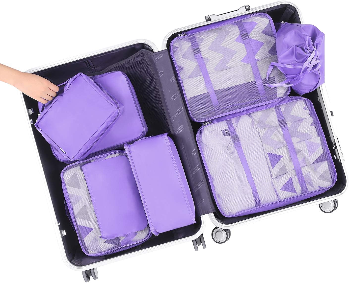 BAGAIL 8 Set Packing Cubes Luggage Organizer Bags for Travel Accessories-Cream