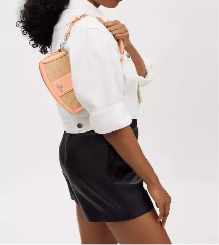 Coach Andrea Small Shoulder/ Crossbody Bag Signature Jacquard & Leather