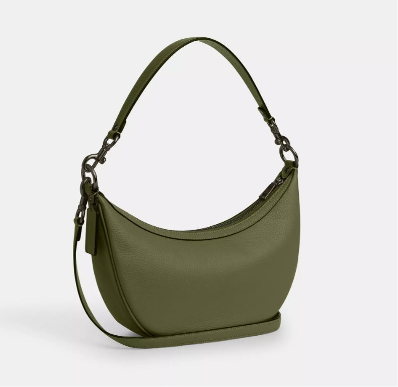 Coach Aria Shoulder Leather Handbag In Military Green