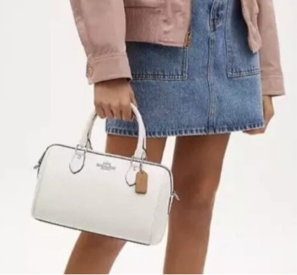 Coach Leather Medium Rowan Satchel/Crossbody Bag In Chalk/Multi