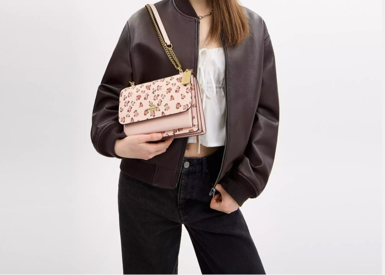 Coach Klare Crossbody Bag With Rose Print In Blush