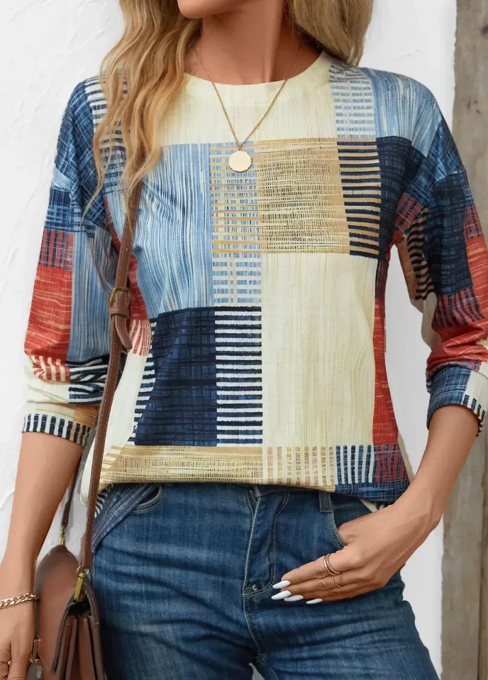 Black Friday Raw White Patchwork Geometric Print T Shirt