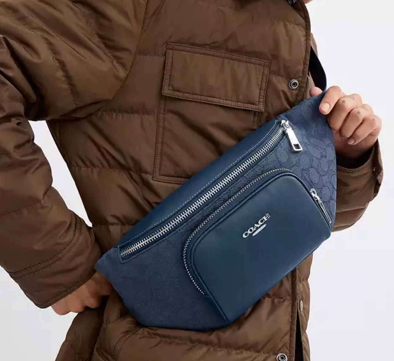 Coach Men’s Racer Belt Bag In Signature Jacquard & Leather