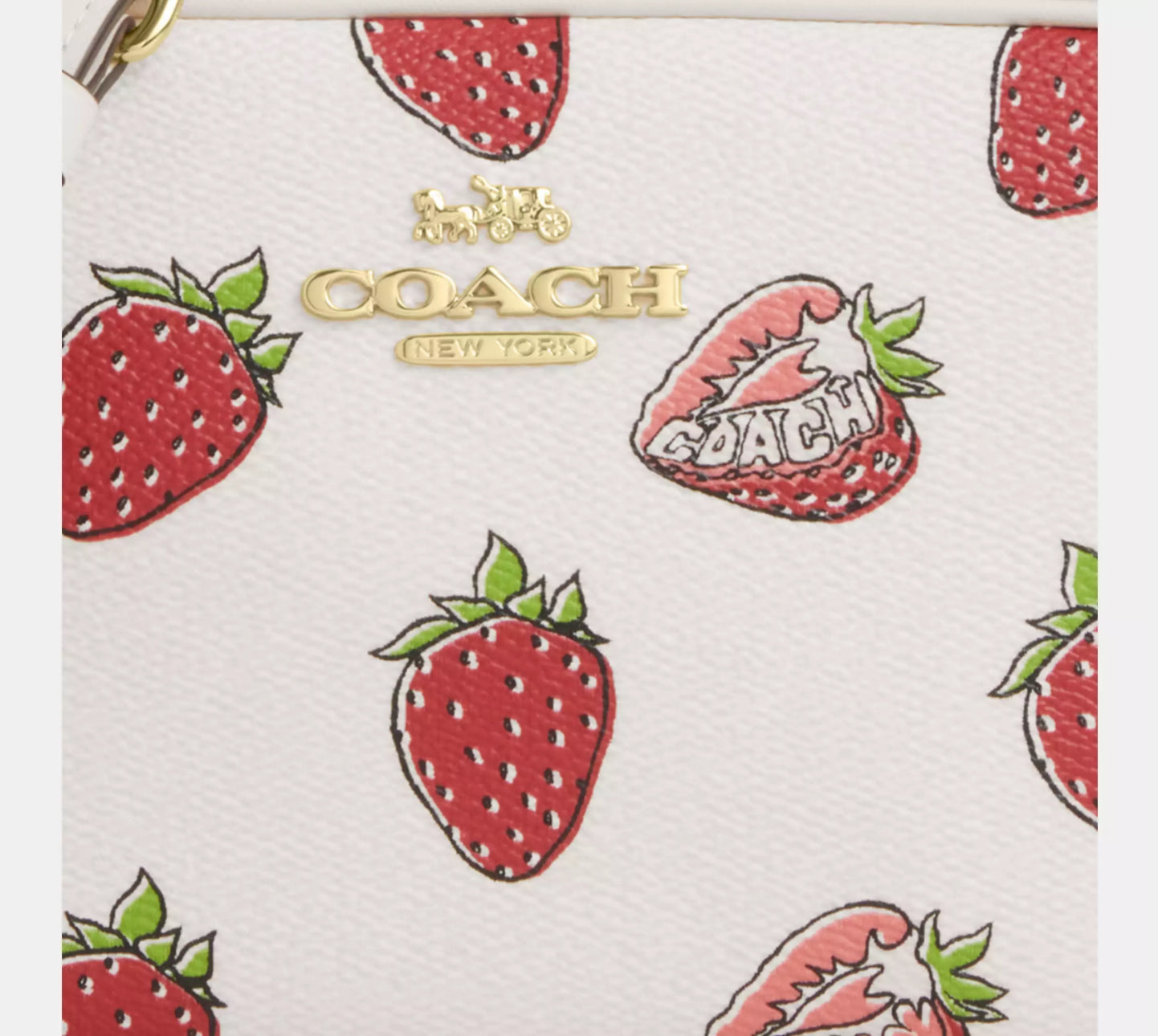Coach Mini Jamie Camera Bag With Strawberry Print In Chalk/Red
