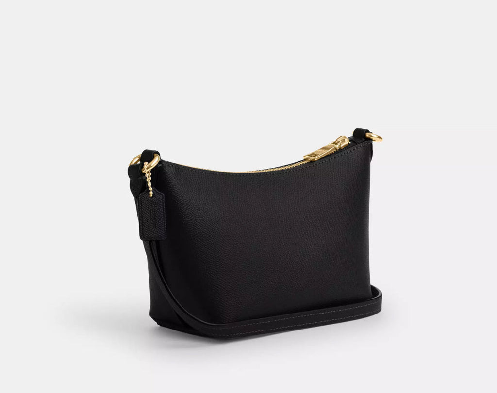 Coach Zip Top Crossbody Leather Bag In Gold/Black