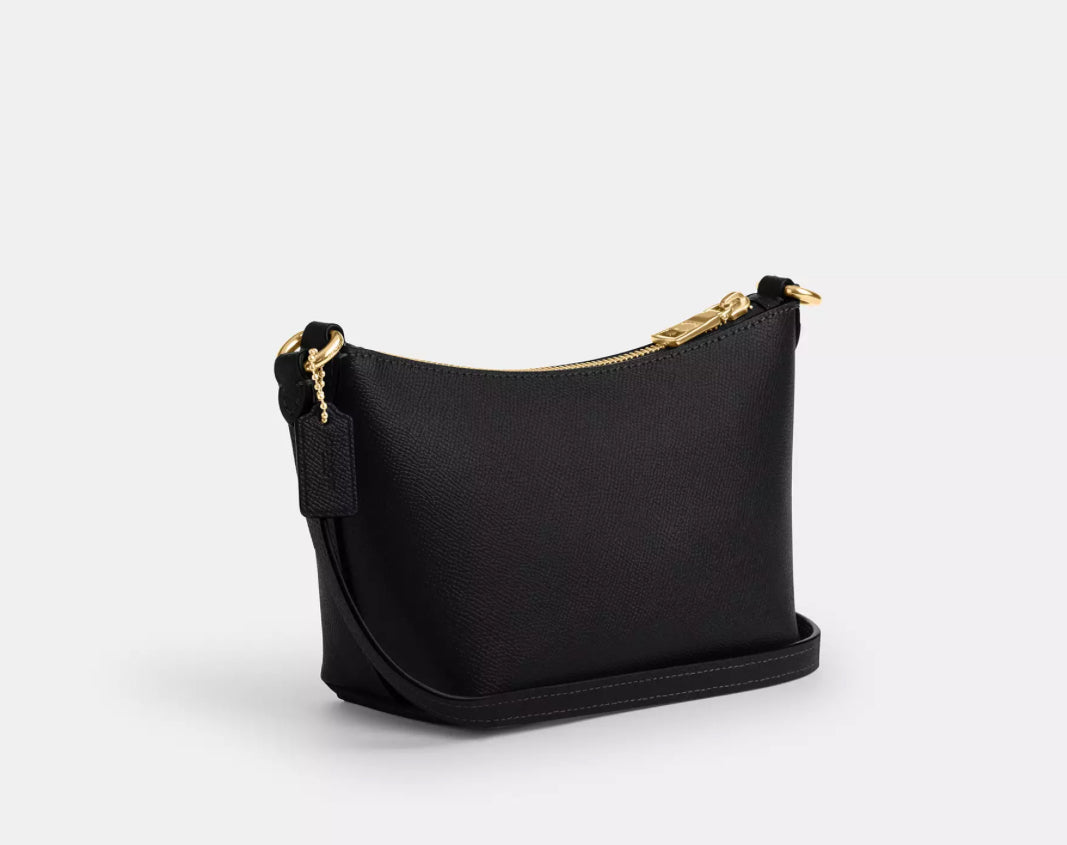 Coach Zip Top Crossbody Leather Bag In Gold/Black