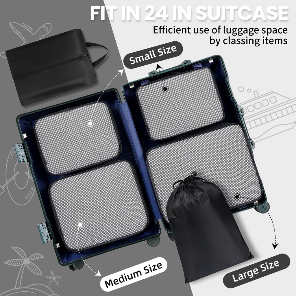 BAGAIL 8 Set Packing Cubes Luggage Organizer Bags for Travel Accessories-Cream