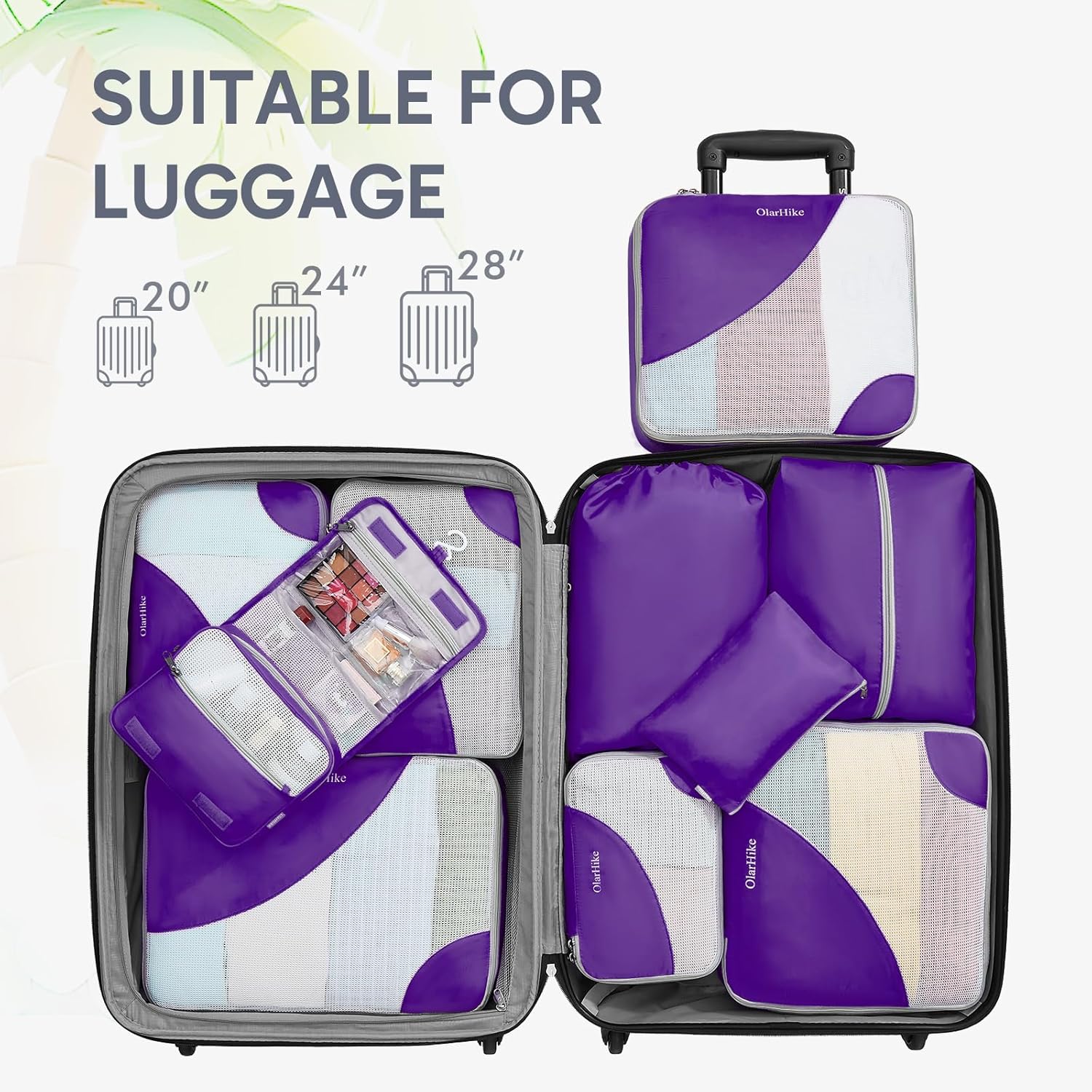 10 Set/8 Set Packing Cubes for Travel, Gifts for Women Mom,Anti-Tearing Suitcase Organizer for Luggage with Shoe & Hanging Toiletry Bag,OlarHike Vacation Essentials & Accessories for Cruise Ship,Cream