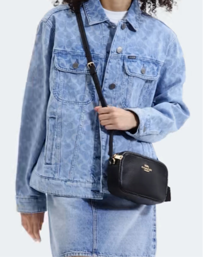 Coach Mini Jamie Camera Crossbody Leather Bag Black