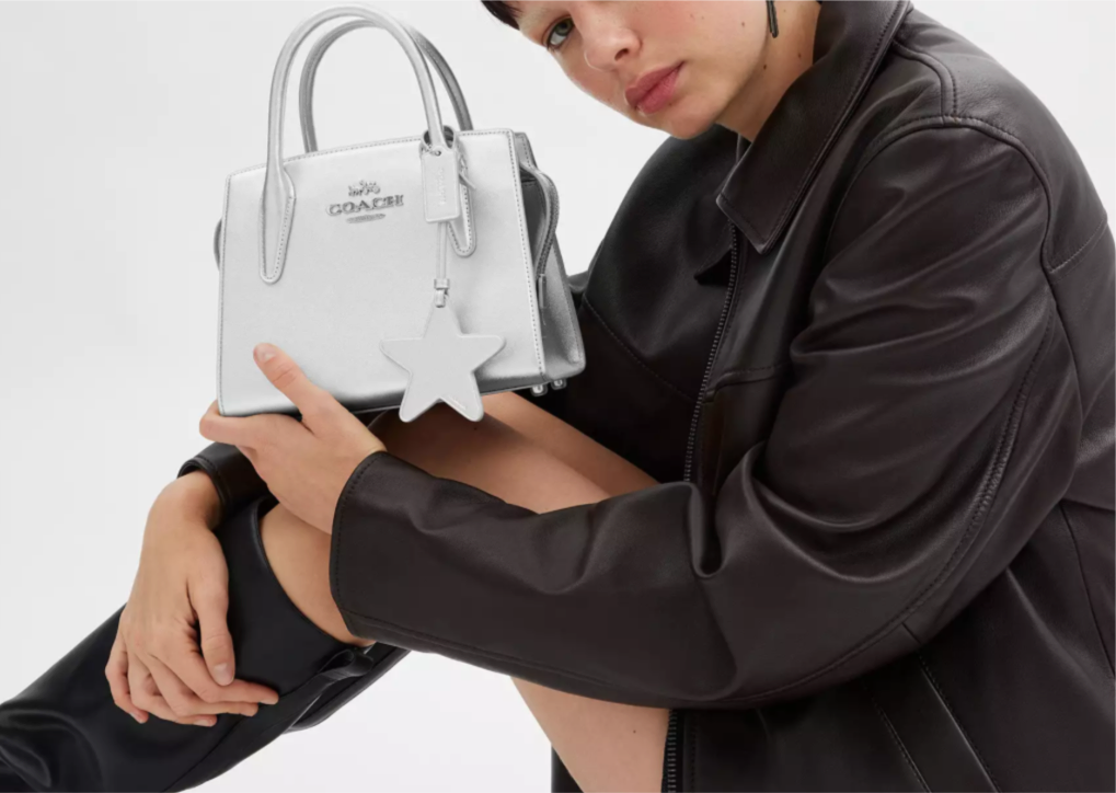 Coach Medium Andrea Carryall Leather Handbag Crossbody In Silver