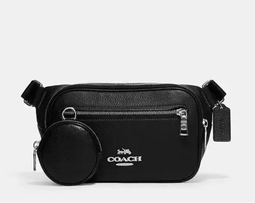 Coach Unisex Elias Belt Bag In Leather Silver/Black