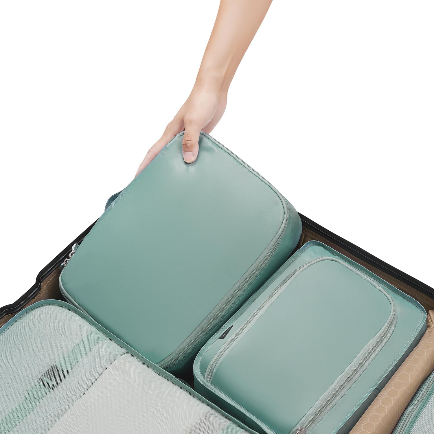 BAGAIL 8 Set Packing Cubes Luggage Organizer Bags for Travel Accessories-Cream