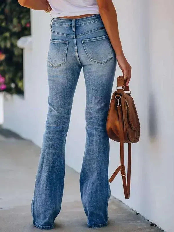 Casual High Waist Stretch Micro Flared Women Jeans