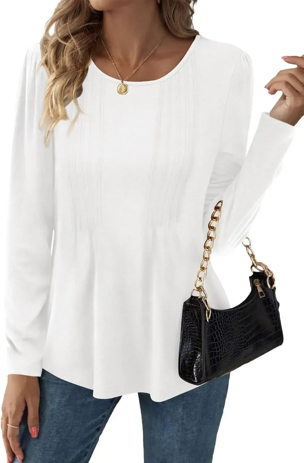 WIHOLL Blouses for Womens Dressy Casual 2024 Fall Tops Long Sleeve Shirts Loose Fit Tunics