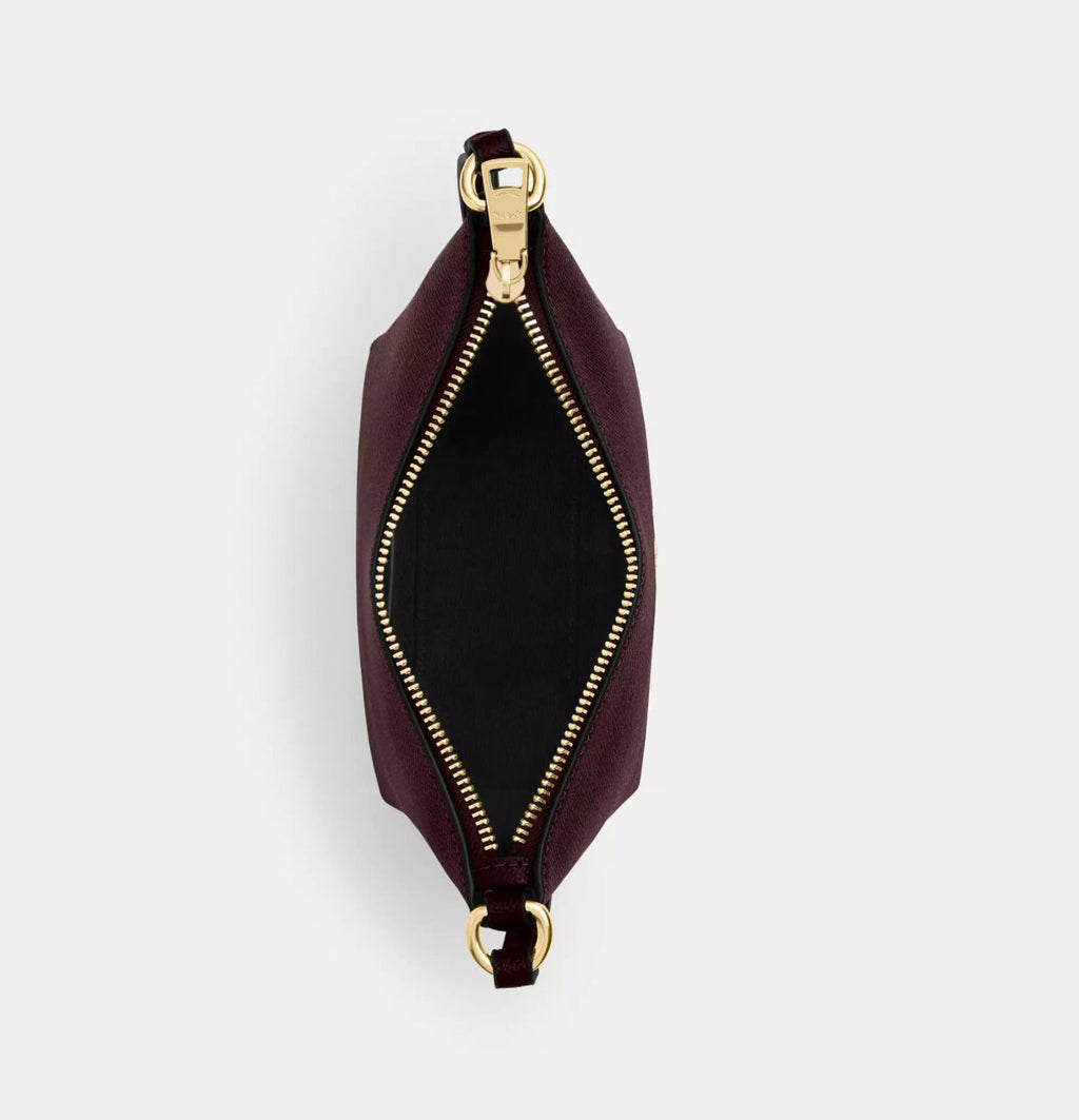 Coach Small Zip Top Leather Crossbody Bag In Gold/Merlot