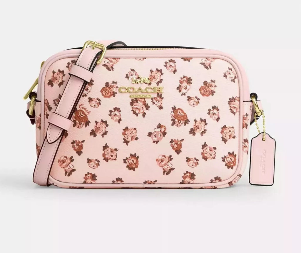 Coach Mini Jamie Camera Bag With Rose Print In Gold/Blush Multi