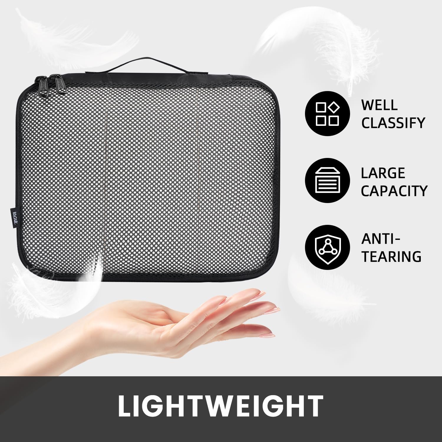 BAGAIL 8 Set Packing Cubes Luggage Organizer Bags for Travel Accessories-Cream