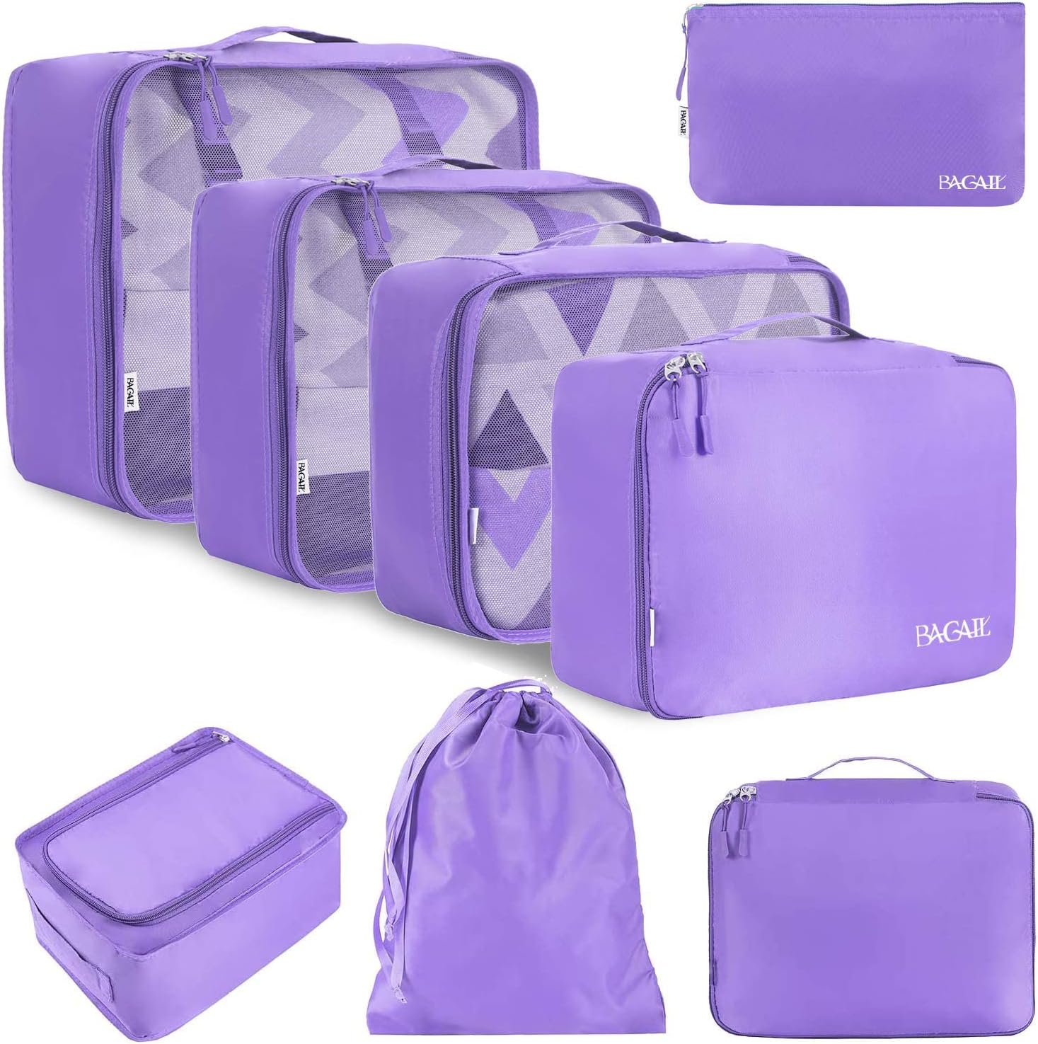 BAGAIL 8 Set Packing Cubes Luggage Organizer Bags for Travel Accessories-Cream