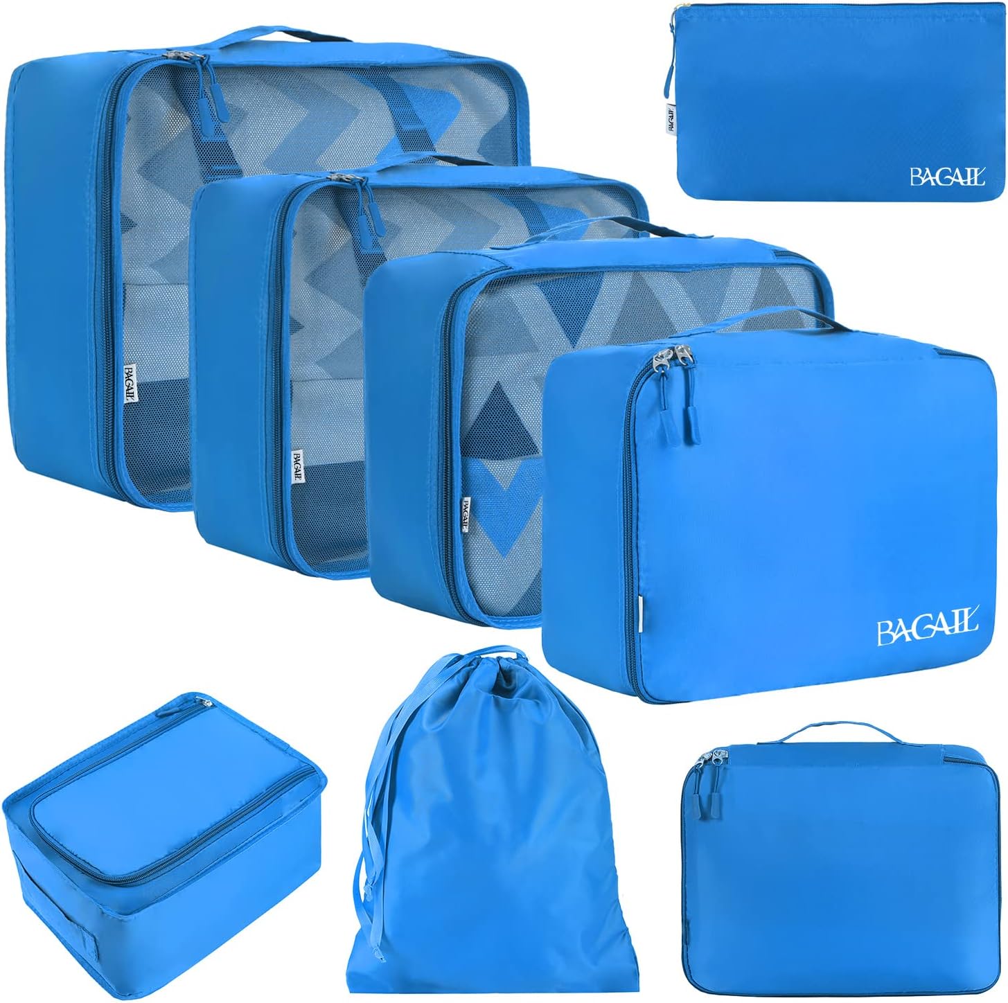 BAGAIL 8 Set Packing Cubes Luggage Organizer Bags for Travel Accessories-Cream