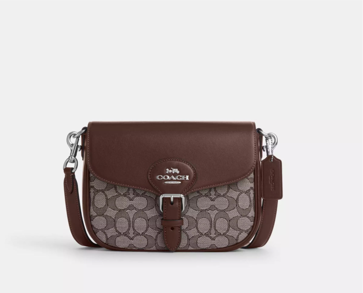 Coach Amelia Saddle Bag CU998 In Signature Jacquard & Leather
