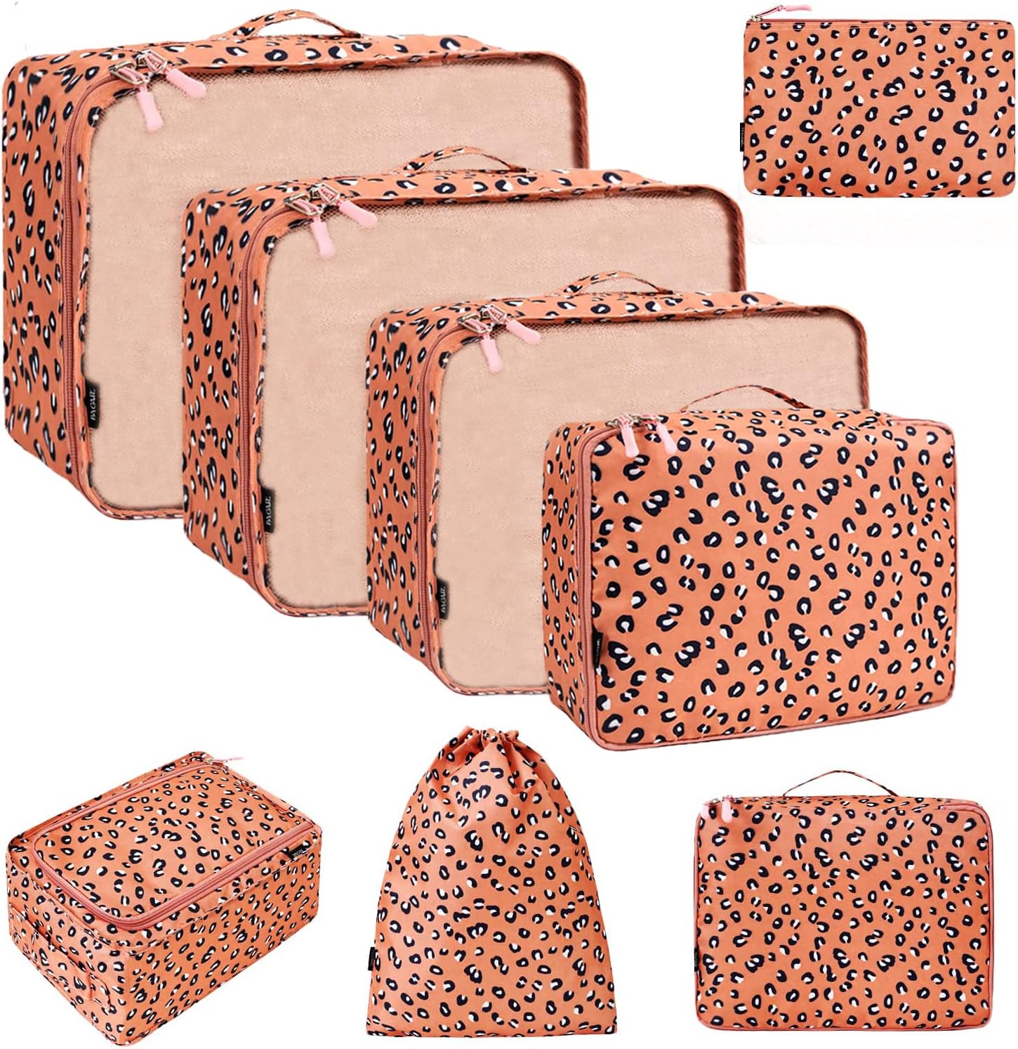BAGAIL 8 Set Packing Cubes Luggage Organizer Bags for Travel Accessories-Cream