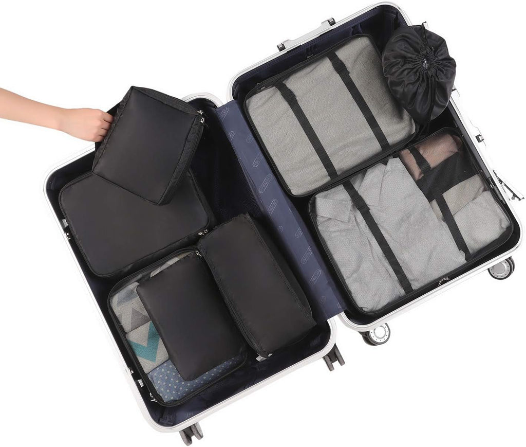 BAGAIL 8 Set Packing Cubes Luggage Organizer Bags for Travel Accessories-Cream
