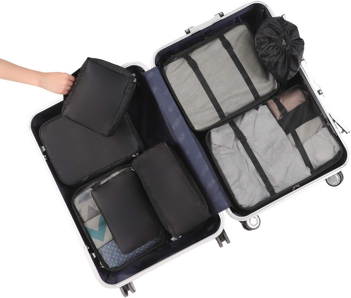 BAGAIL 8 Set Packing Cubes Luggage Organizer Bags for Travel Accessories-Cream
