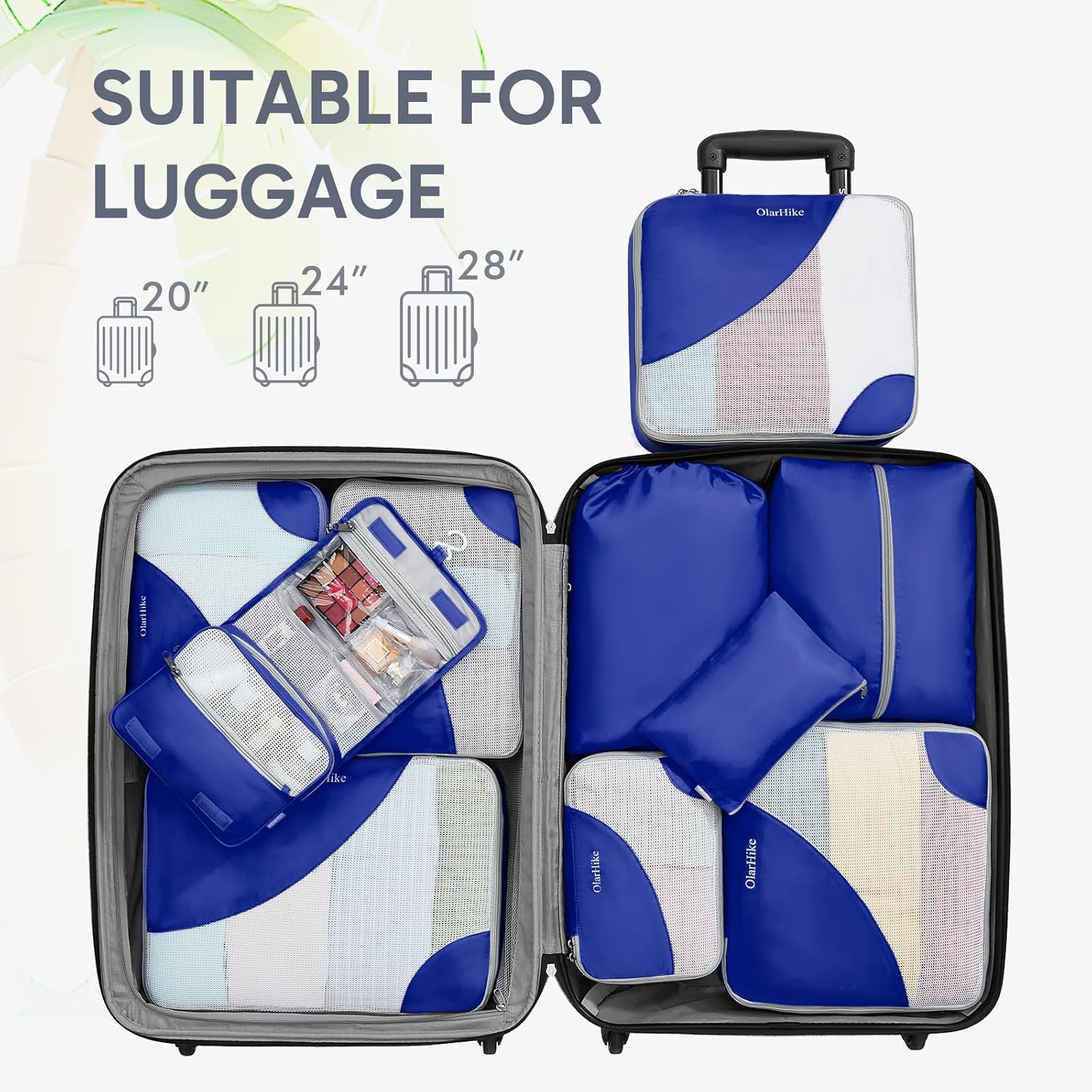 10 Set/8 Set Packing Cubes for Travel, Gifts for Women Mom,Anti-Tearing Suitcase Organizer for Luggage with Shoe & Hanging Toiletry Bag,OlarHike Vacation Essentials & Accessories for Cruise Ship,Cream