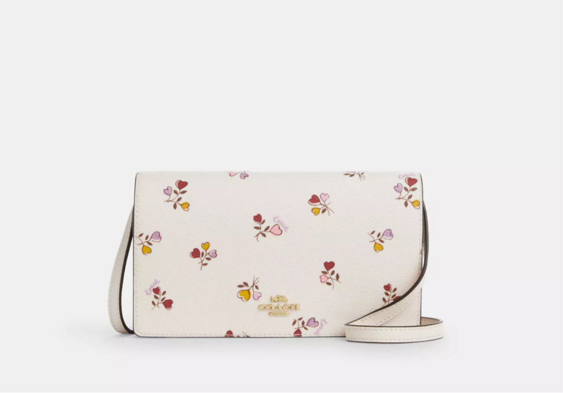 Coach Anna Foldover Clutch Crossbody Bag With Floral Print