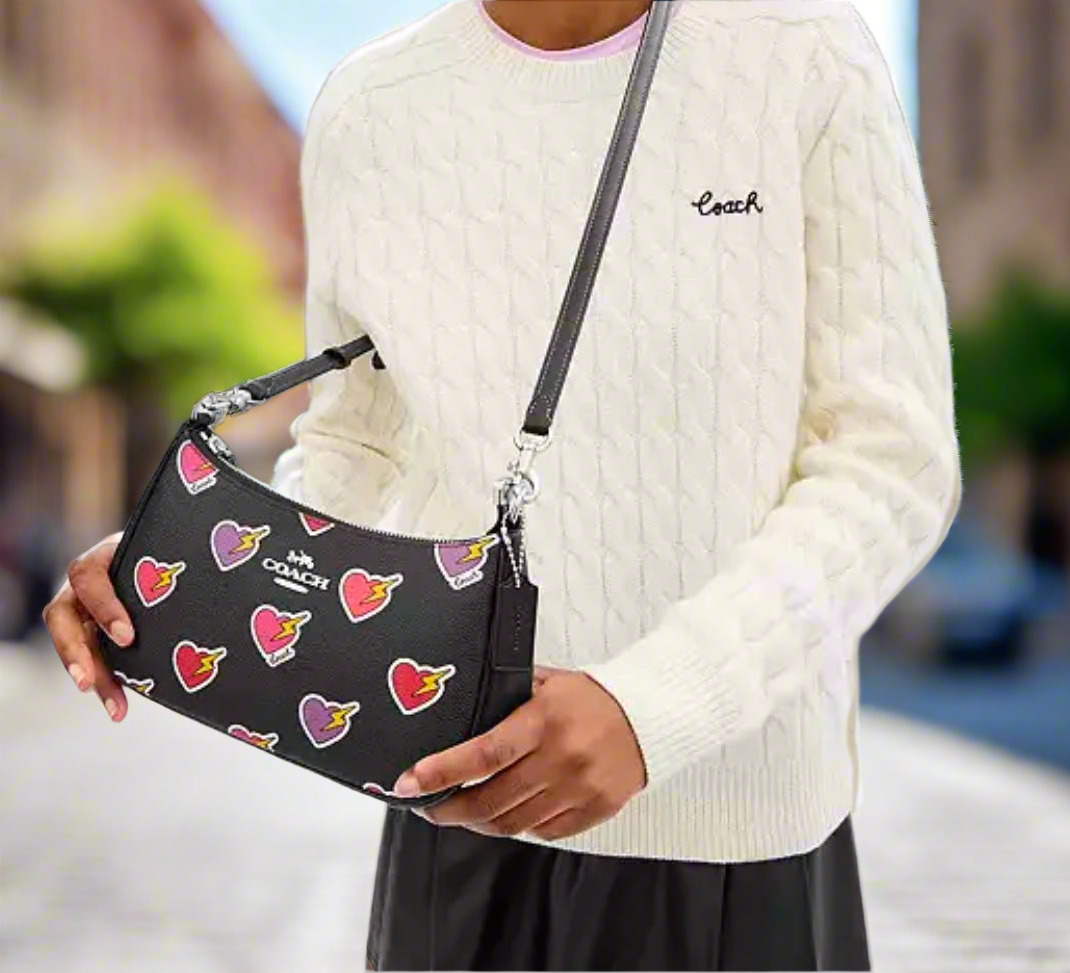 Coach Teri Shoulder Bag In Printed Coated Canvas & Smooth Leather