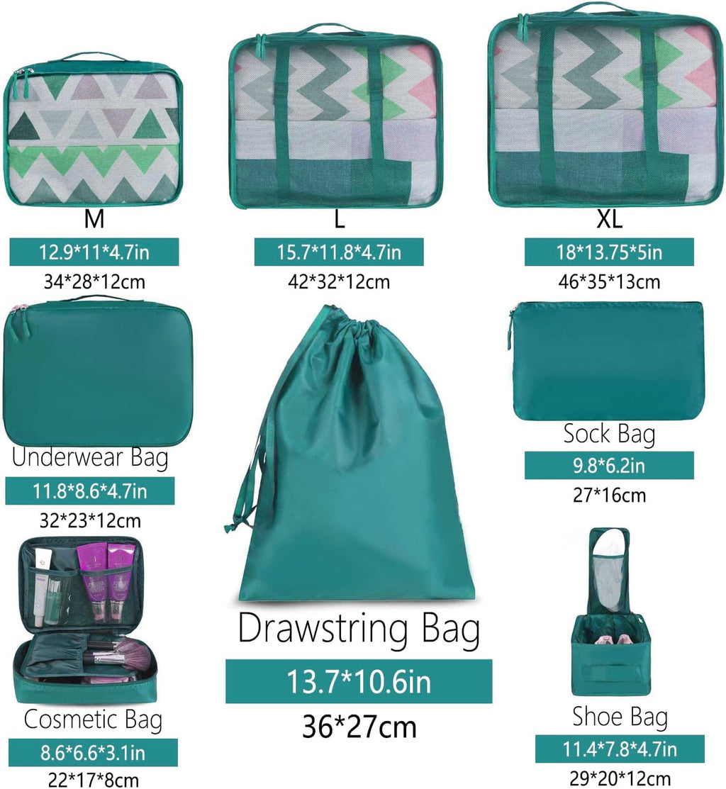BAGAIL 8 Set Packing Cubes Luggage Organizer Bags for Travel Accessories-Cream