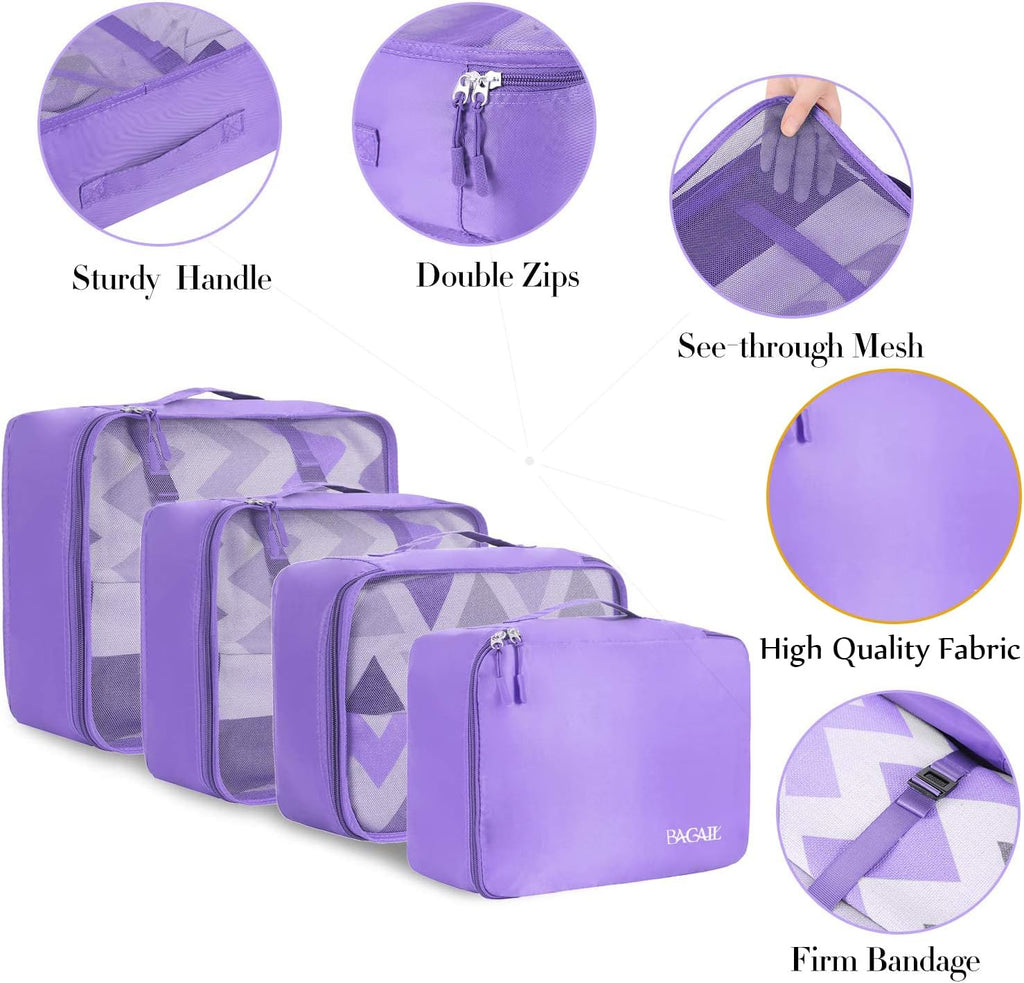 BAGAIL 8 Set Packing Cubes Luggage Organizer Bags for Travel Accessories-Cream