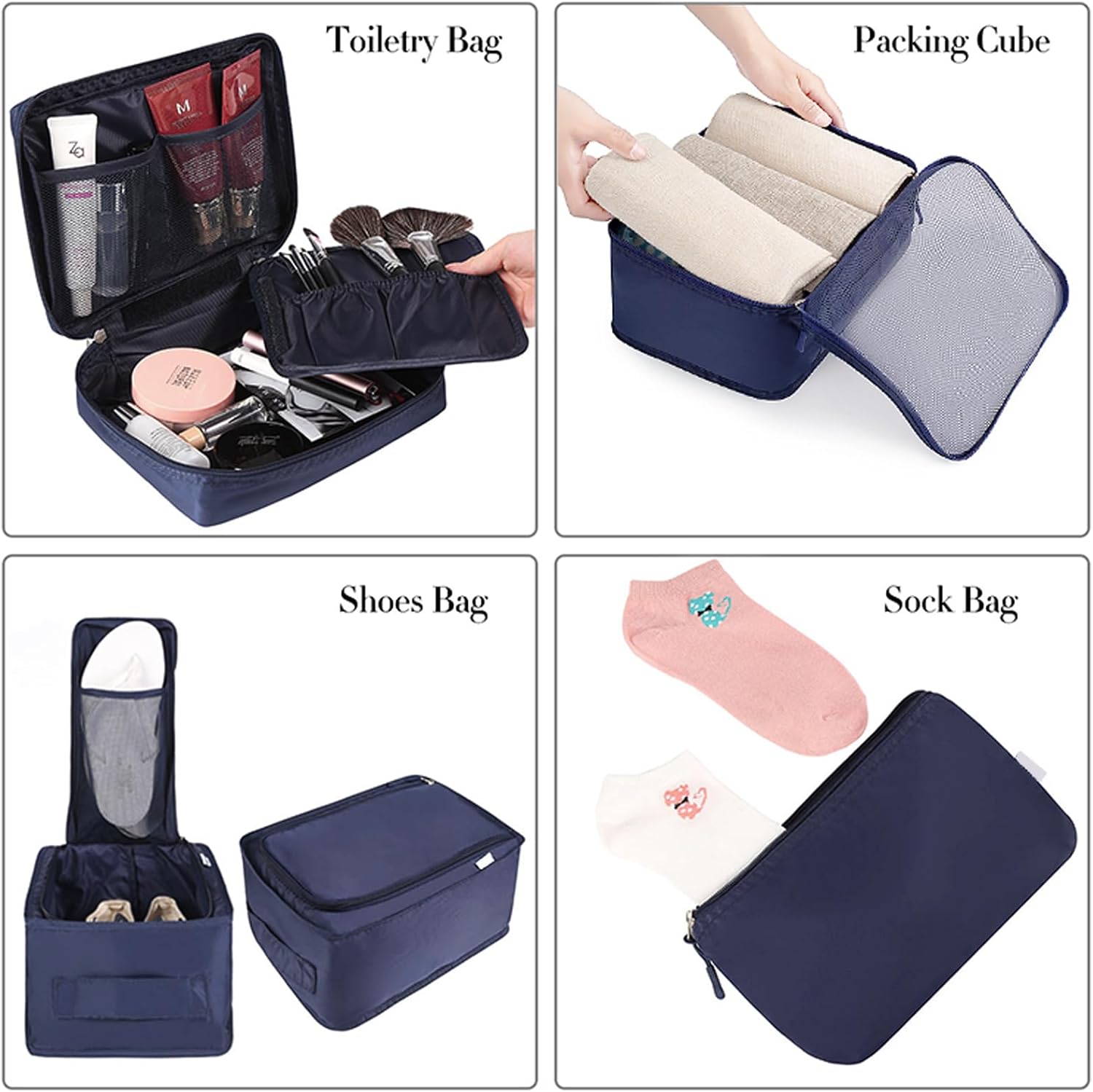 BAGAIL 8 Set Packing Cubes Luggage Organizer Bags for Travel Accessories-Cream